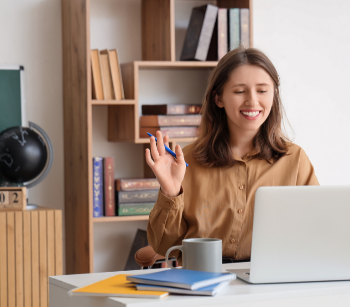 Teacher teaching English Online to Students, Business English for professionals
